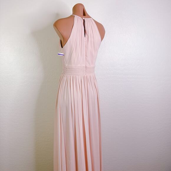 Bill Levkoff #Levkoff Keyhole Neck Chiffon Gown Bridesmaid Maxi Dress Pink 6 NWT - Picture 7 of 12
